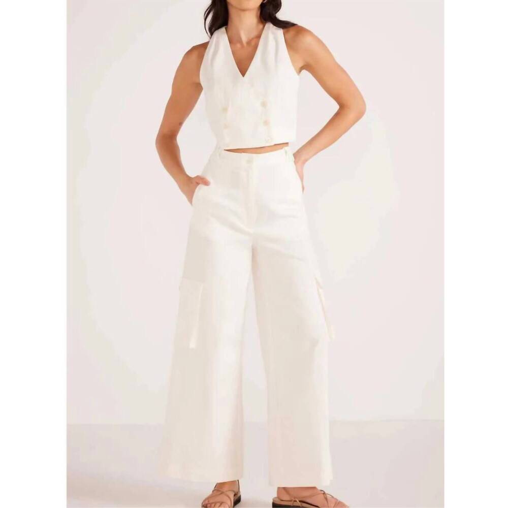 NEW MINKPINK lottie cargo pants in white
